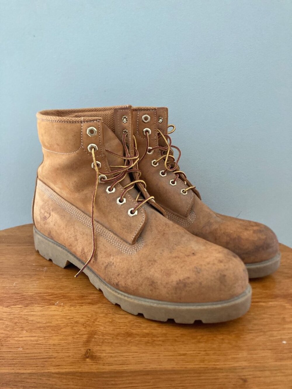 Mens Timberland Brown Leather Work Boots Size 12M Durable Traction Sole